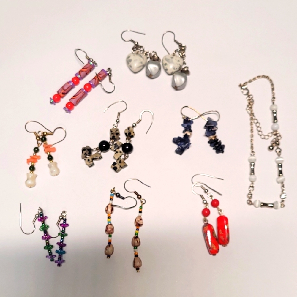 💎Vintage Rock/Bead Earrings & Ankle Bracelet